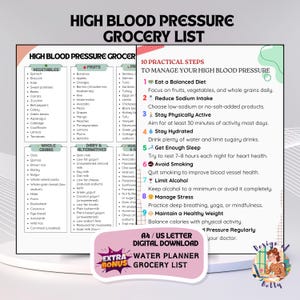 Heart-Friendly Grocery List, Low Sodium Grocery List, Low Cholesterol Foods, Cholesterol Grocery List, Heart Diet Printable PDF
