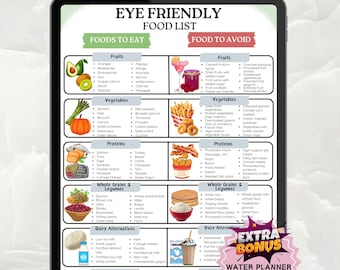 Eye Friendly Food List, Foods for Eyes Printable, Eye Care Diet Grocery List, Printable PDF Chart, Digital Download