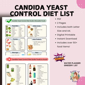 Candida Yeast Diet Food List on Low Sugar and Low Carb Diet, Gluten Free and Anti Fungal Anti Candida Diet Plan, Yeast Free Meal Plan