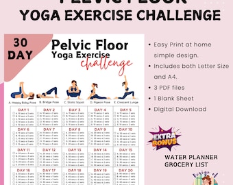 Pelvic Floor Exercise Challenge, Instant Download Pelvic Floor Muscle Workout, Digital Fitness Challenge, Printable Exercise Planner