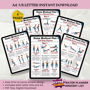 6-Tage Hantel Heimtrainingsplan, Ganzkörper-Hantel-Routine für Frauen & Anfänger, Heimübungstabelle, Hantel-Übungen PDF Poster