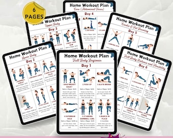 6-Tage Hantel Heimtrainingsplan, Ganzkörper-Hantel-Routine für Frauen & Anfänger, Heimübungstabelle, Hantel-Übungen PDF Poster