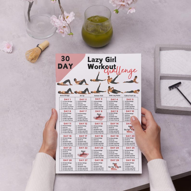 30 Day Lazy Girl Workout Challenge | Full Body Workout Plan ...