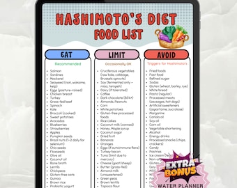 Lista de alimentos para la tiroiditis de Hashimoto: dieta para una tiroides sana, lista de la compra para el hipotiroidismo: plan de alimentación para la salud tiroidea, nutrición para la tiroides