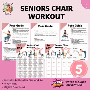 30 Day Chair Workout Seniors Challenge | Workout Digital | Reshape Summer Body | Full Body Exercise Guide | Chair Workout | PDF | A4