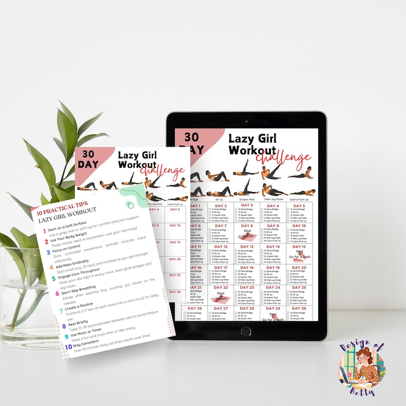30 Day Lazy Girl Workout Challenge | Full Body Workout Plan ...