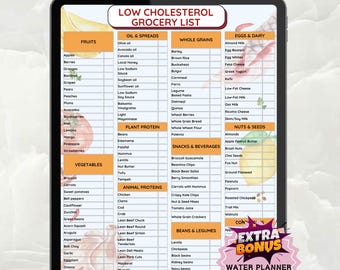 Liste des aliments qui font baisser le taux de cholestérol pour abaisser le LDL, aliments faibles en cholestérol Aide-mémoire pour régime faible en cholestérol Aliments à manger et à éviter - Imprimable