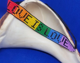 Rainbow, Love is Love, LGBT, Pride, Adjustable, Handmade, Glass Seed Bead Bracelet