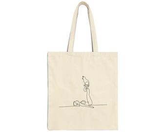 Cotton Canvas Tote Bag Yoga with Cat