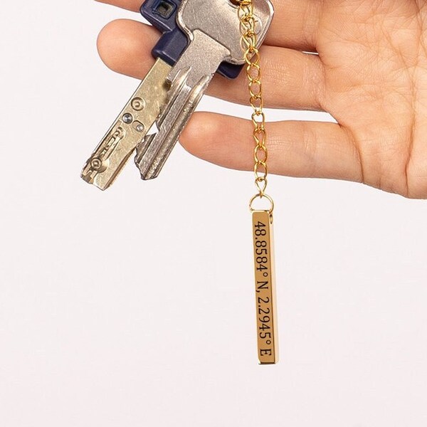Coordinates Keychain Etsy