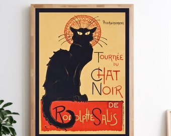 Art Nouveau French Black Cat Vintage Poster, Nostalgic Iconic Art Print, Bohemian Era Cabaret Poster, Wall Art Gift For Home, A4,A3,A2,A1