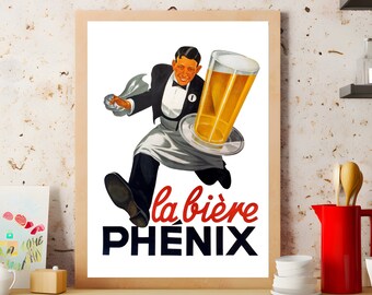 French Beer Poster, Kitchen Wall Art, Food & Drink Print, Restaurant Poster, Gift For Beer Lover, Beer Art Print, A4, A3, A2, A1