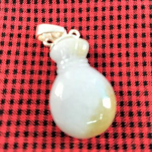 Ciondolo in giada a forma di sacchetto di denaro, giadeite birmana color miele bianco, tipo A, larghezza 1 cm, regalo per lei