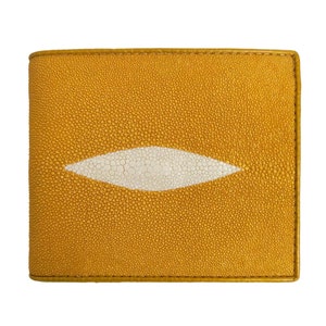 Cartera de cuero auténtico Stingray para hombre, monedero clásico con patrón de ojos de Color dorado, nuevo regalo para él