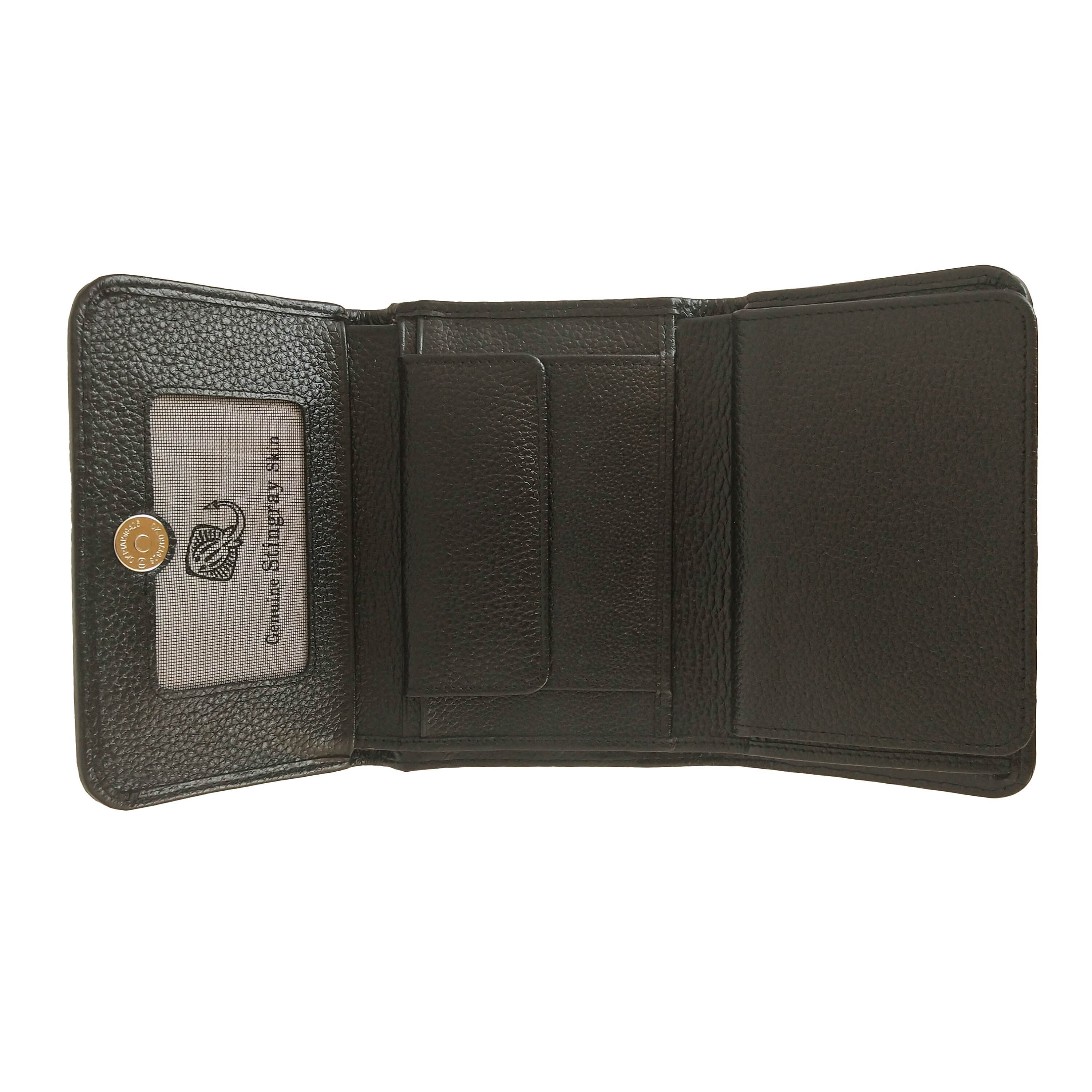 ブラックスティングレイレザー三つ折り財布、エキゾチックなレディース