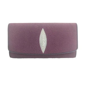 Auténtica billetera triple de cuero Stingray para mujer, color púrpura, patrón de ojos, bolso clásico, nuevo regalo para ella