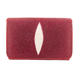Authentic Stingray Leather Women's Trifold Wallet Wine Red Color Eye Pattern Medium Purse New Gift For Her