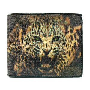 Cartera de cuero auténtico Stingray para hombre, tarjetero con estampado de leopardo de Color marrón y negro, monedero con cremallera, regalo para él