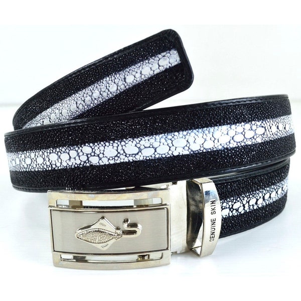 Genuine Stingray Leather Belt Thorn Fish Pattern Premium Black Gift For Him