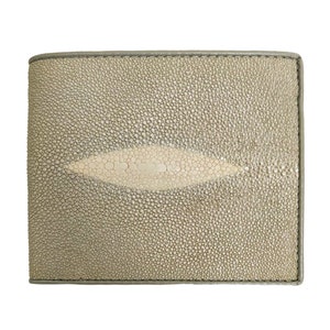 Carteira masculina de couro Stingray autêntica cor prata padrão de olho bolsa clássica novo presente para ele