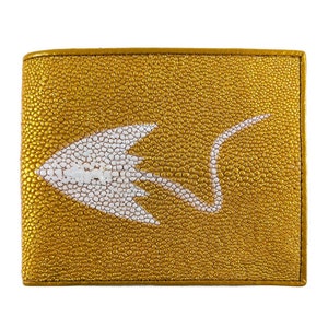 Cartera de hombre de cuero auténtico Stingray Color dorado patrón Stingray bolso clásico nuevo regalo para él