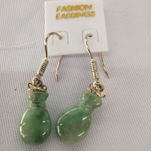 Orecchini in giada a forma di sacchetto di denaro, mela verde, giadeite birmana tipo A, larghezza 1 cm, regalo per lei