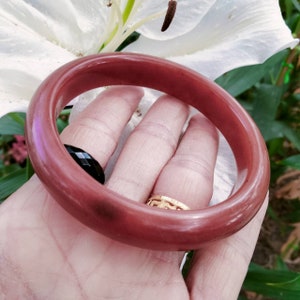 Burmese Jade Bangle Brown Orange Clear Texture Flat Belly Type Inner Diameter 62 mm