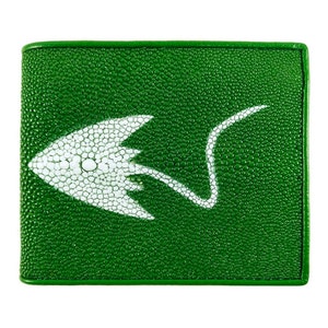 Cartera de hombre de cuero auténtico Stingray Color verde patrón Stingray bolso clásico nuevo regalo para él