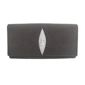 Auténtica cartera plegable de cuero Stingray para mujer, bolso clásico con patrón de ojos de Color negro, nuevo regalo para ella