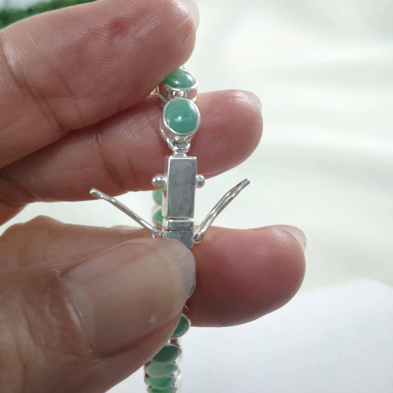 アップルグリーン翡翠ブレスレット、925シルバーの天然翡翠 - Etsy 日本