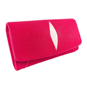Auténtica cartera triple de cuero Stingray para mujer, color rosa, patrón de ojos, bolso clásico, nuevo regalo para ella