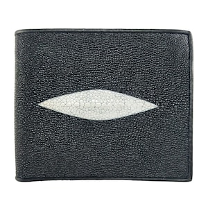 Cartera de hombre de cuero Stingray auténtica, bolso clásico con patrón de ojos de Color negro, nuevo regalo para él
