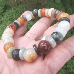 Burmese Jade Bead Bracelet Multi-Color Natural Jadeite Size 10.2 mm