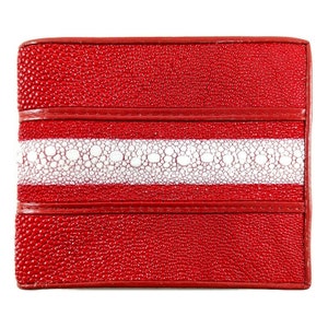 Cartera de hombre de cuero auténtico Stingray Color rojo largo patrón de rayas de espina blanca bolso clásico nuevo regalo para él