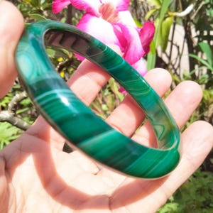Green Agate Bangle Bracelet, Natural Stone Jewelry (58.4mm)