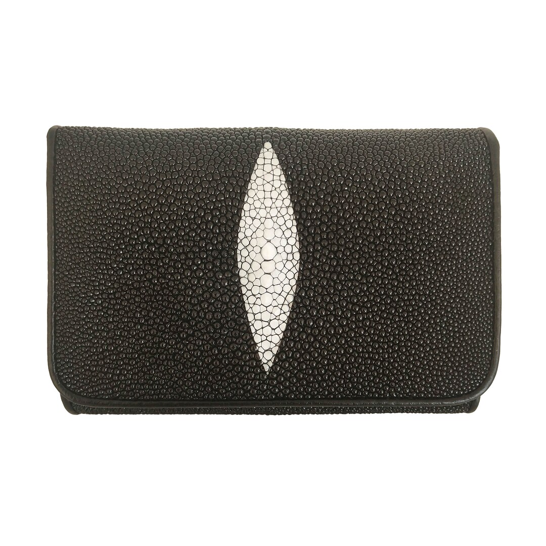 希少☆スティングレイ レザーウォレット　三つ折り　ブラック 希少☆スティングレイ レザーウォレット 三つ折り ブラック