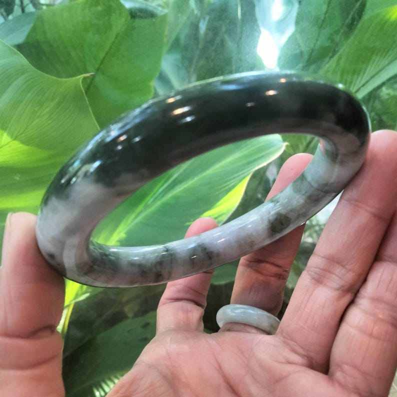 Burmese Jade Bangle Purple With Dark Green Donut Shape ,smooth Texture ...