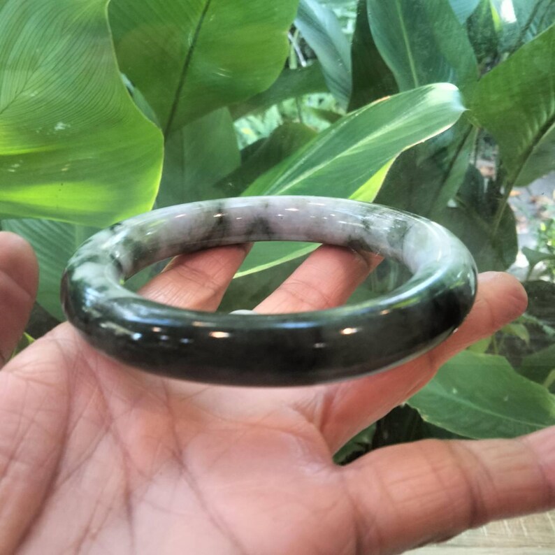 Burmese Jade Bangle Purple With Dark Green Donut Shape ,smooth Texture ...