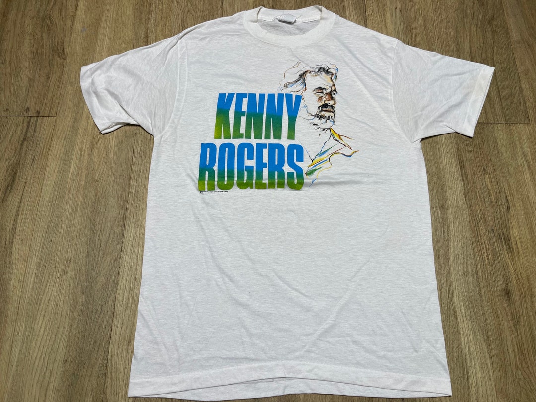 T-shirt Vintage Kenny Rogers The Jovan Tour 1983 - Années 80, Ringer Country, Taille Small