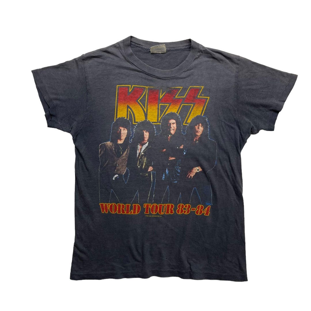 レア！KISS ツアーTシャツ L Vintage 80's Kiss World Tour 83-84 T Shirt - Etsy