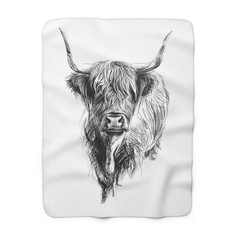 Highland Cow Gift Blanket Sherpa Fleece Highland Cow Blanket Soft White
