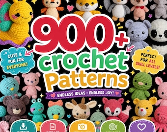 900+ Amigurumi Crochet Patterns: Toys, Dolls, Animals (PDF Download Bundle)