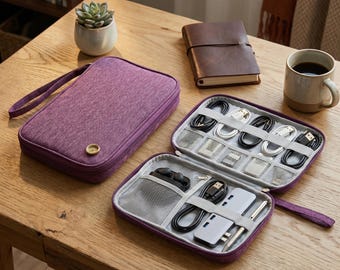 Rose Travel Cable Organizer – Compact Tech Pouch for Chargers, Power Banks & Cables, Anti-Tangle Storage Case for Digital Nomads, Gadgets