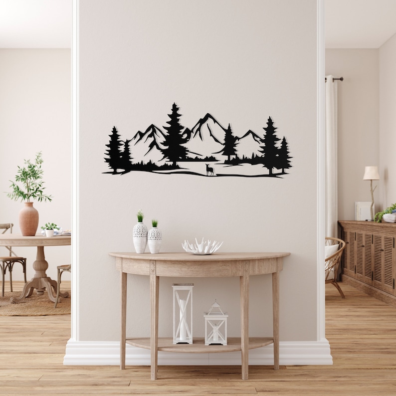 Mountain Metal Wall Art, Nature Mountain Metal Decor, Mountain Decor