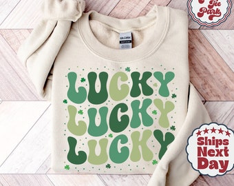 Lucky St. Patrick's Day Crewneck Sweatshirt, Irish Shamrock Shirt