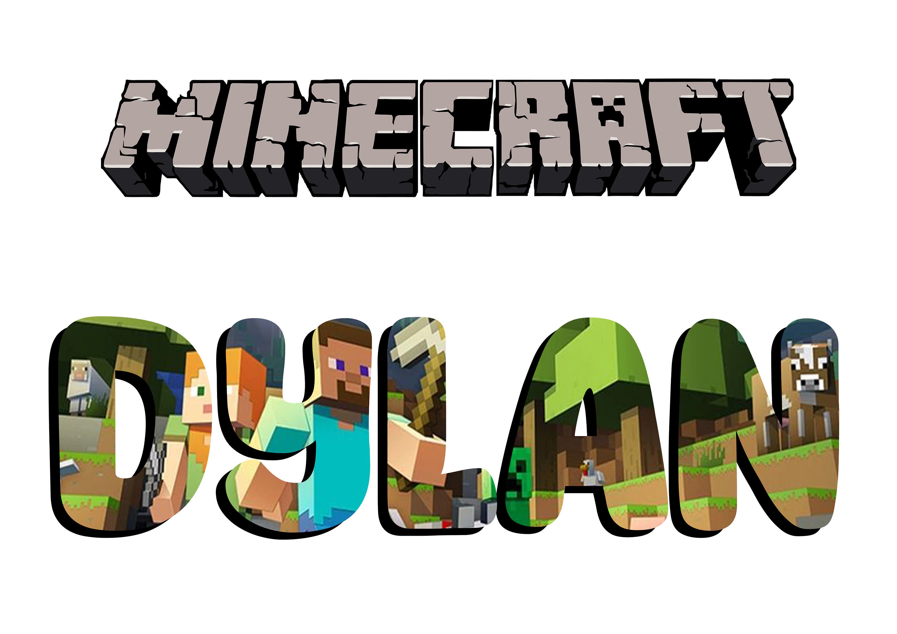Minecraft Name Editable Personalised Minecraft Name Print | Custom Minecraft Characters | Child ...