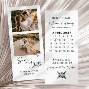 Save the Date Strip with Photo Template, Photo Booth Save the Date Invite, Wedding Invite, Minimalist Wedding Announcement Template Digital