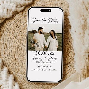 Save the Date Evite Template, Electronic Save the Date Invite, Wedding E-vite, Minimalist Wedding Announcement Template Digital Download