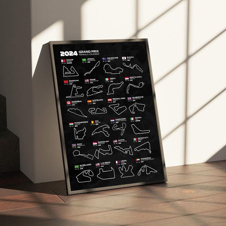 F1 2024 Season Calendar Posters Etsy
