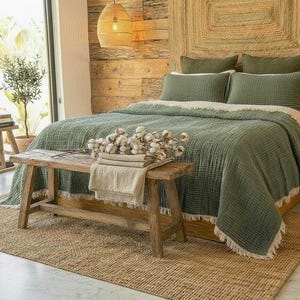8 Layer Organic Muslin Comforter, King Size Turkish Cotton Quilt, OEKO-TEX Certified, Breathable, Lightweight, Handmade Boho Throw Blanket